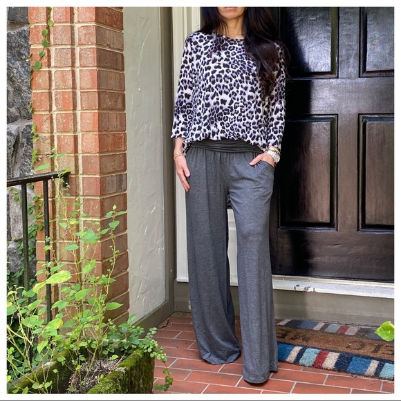 Charcoal Wide leg Fold Waist Pants With pockets - Picture 7 of 7